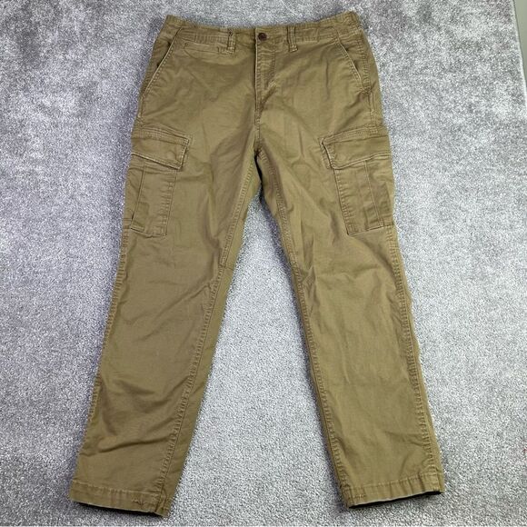 American Eagle Cargo Pants Men’s 34X27 Brown Slim Straight Flap Pockets Workwear